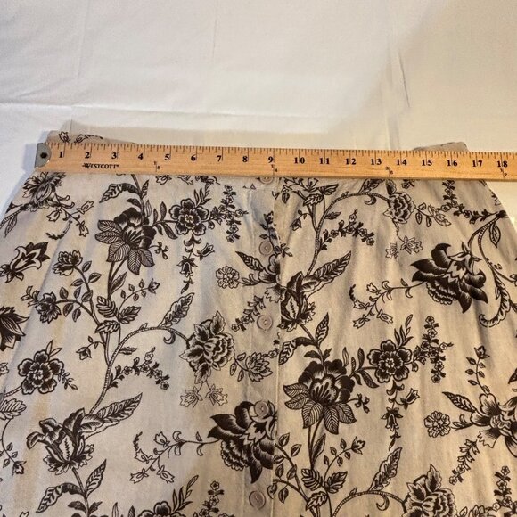 Dialogue Vintage-Inspired Beige & Brown Floral A-Line Skirt 20W Linen Blend - Picture 6 of 10